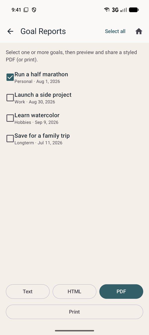 Goal Reports on Android