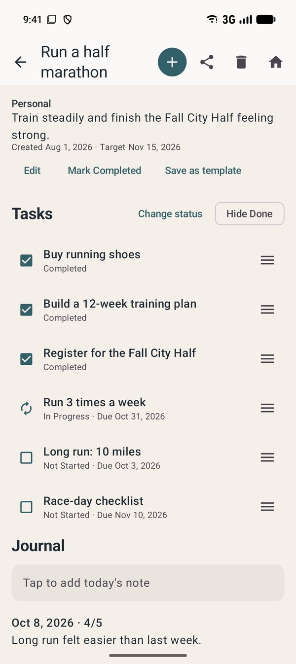 Goal Details on Android