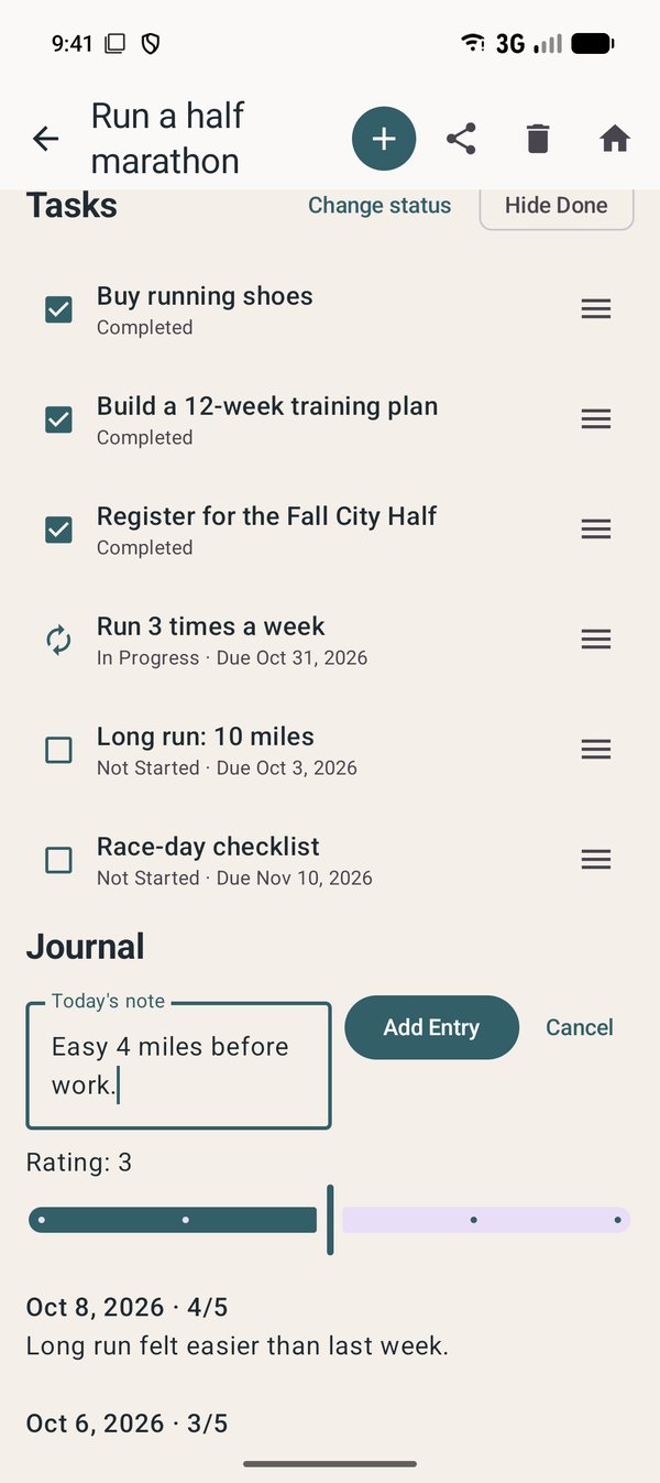 Adding today's journal note on Android