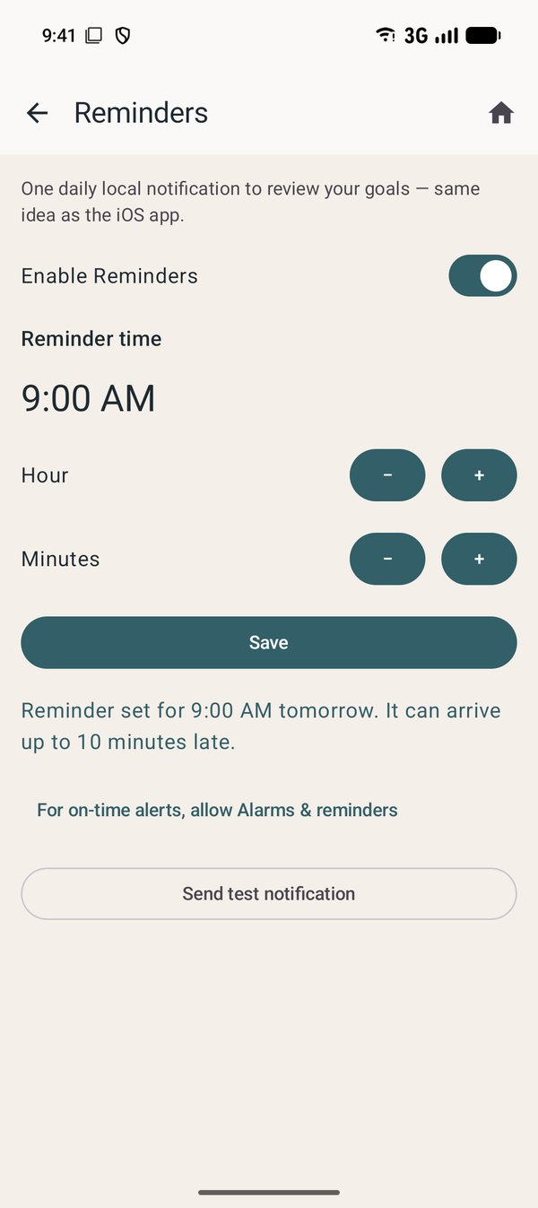 Daily review reminder on Android