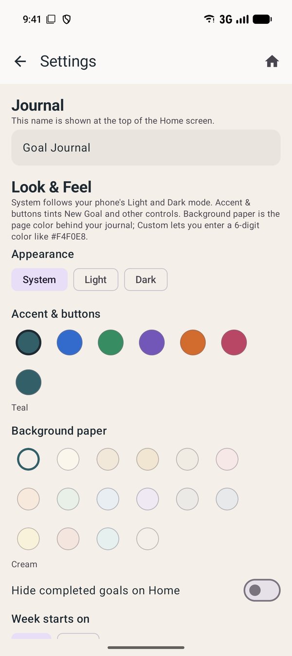 Settings on Android
