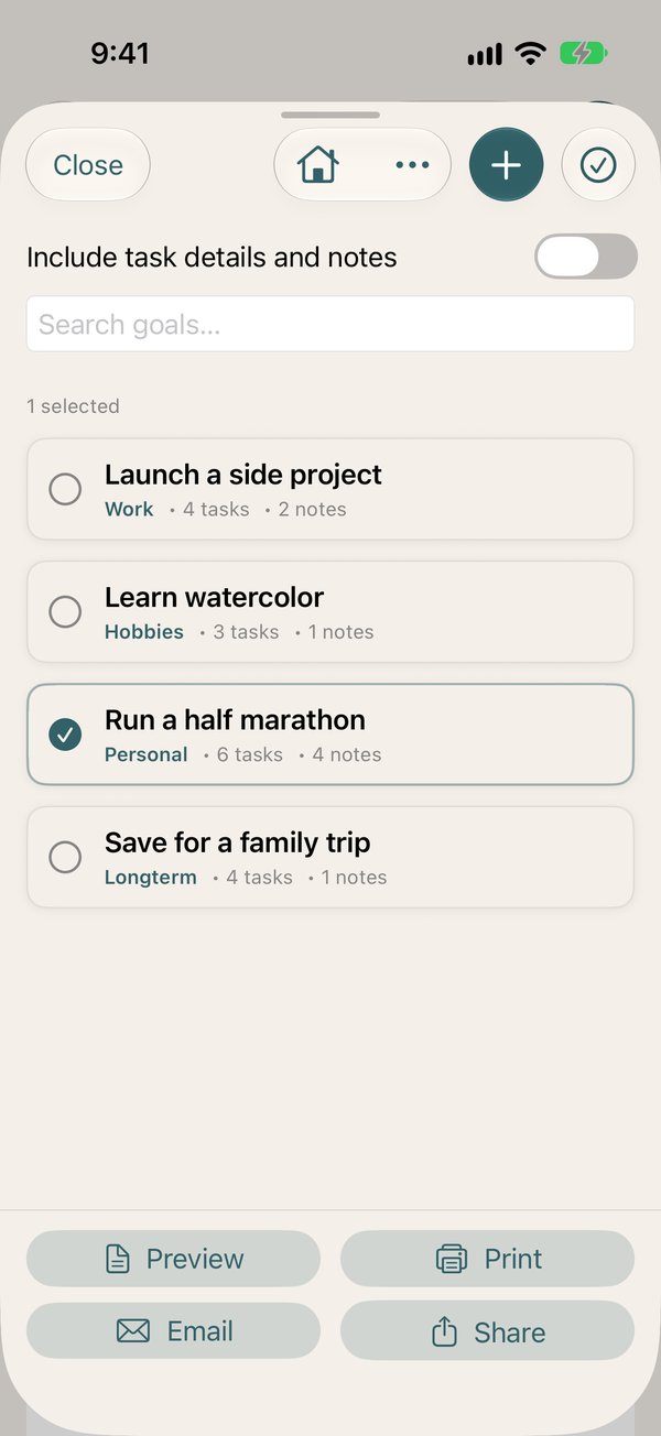 Goal Reports on iPhone