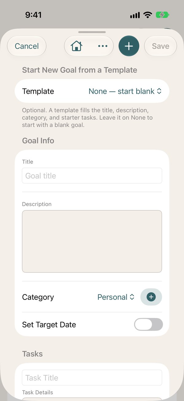 New Goal with templates on iPhone