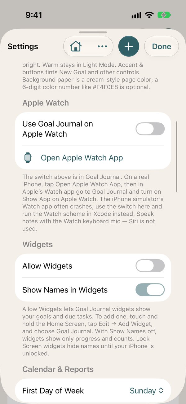 More settings on iPhone