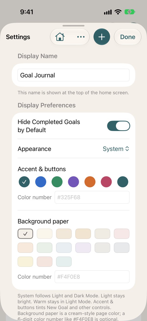 Settings on iPhone